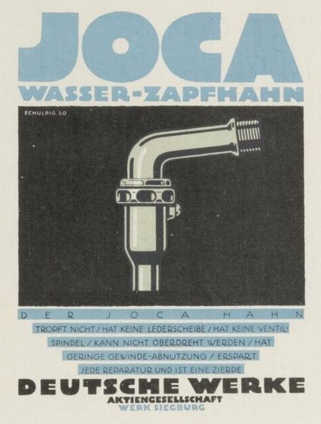 Joca Wasser-Zapfhahn Deutsche Werke ad prospectus by Karl Schulpig