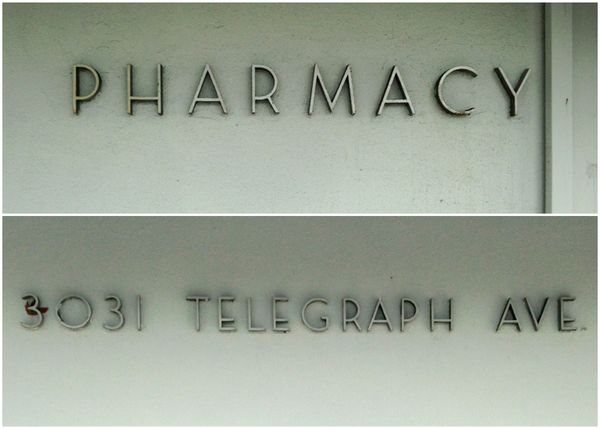 Berkeley Central Medical Building: Pharmacy and Address signs
