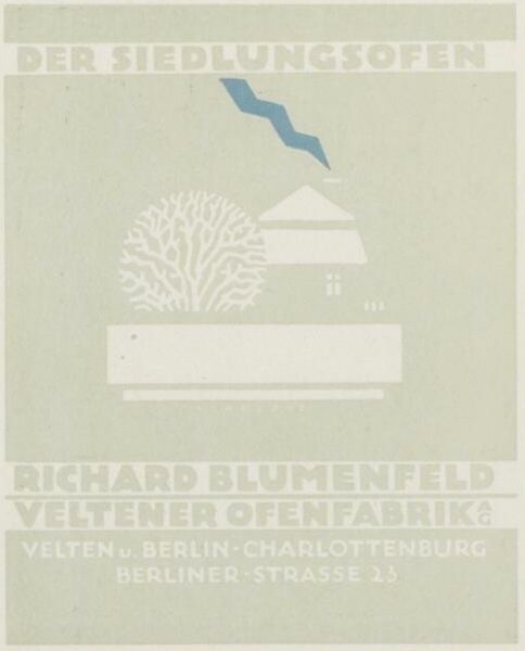 Richard Blumenfeld Veltener Ofenfabrik ad prospectus by Karl Schulpig