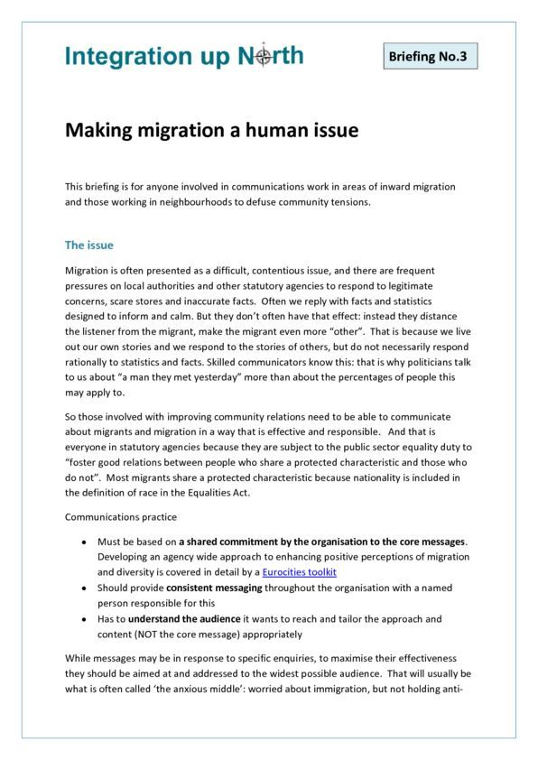 Briefing 3 - Making Migration a Human Issue