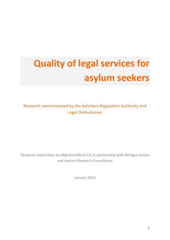 Quality of legal services for asylum seekers