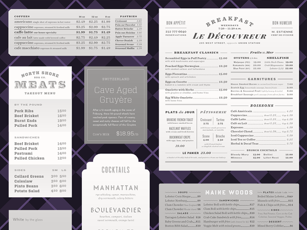 H&FJ typographic menus